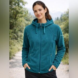 Columbia Women’s Teal Full Zip Fleece Hoodie Jacket Size Small